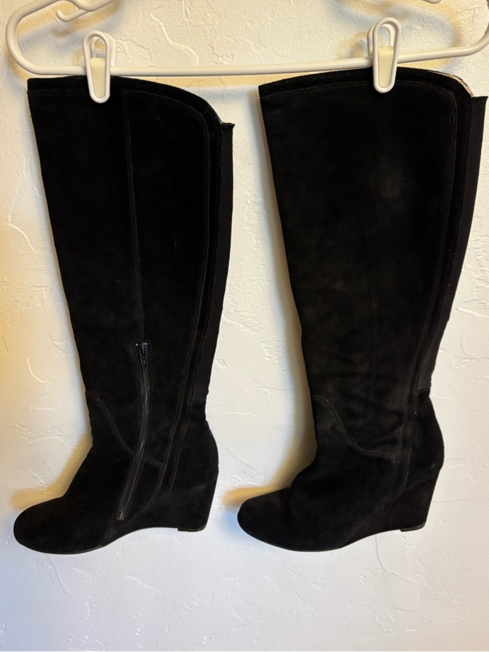 Jones New York Black Suede Knee-High Wedge Boots sz. 7.5